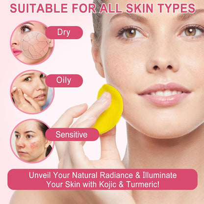Turmeric Kojic Acid Cleansing Pads, 80pcs Kojic Acid and Turmeric Cleansing Pads with Vitamin B5, Vitamin C, Sugar for Face