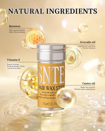 Slick Back Hair Brush & Hair Wax Stick Set - Tames Frizz & Smooths Flyaways - Sleek Ponytails, Buns, Edges - Styling Cream/Gel/Balm/Pomade Stick for Women - Styling Accessories for Girls & Kids